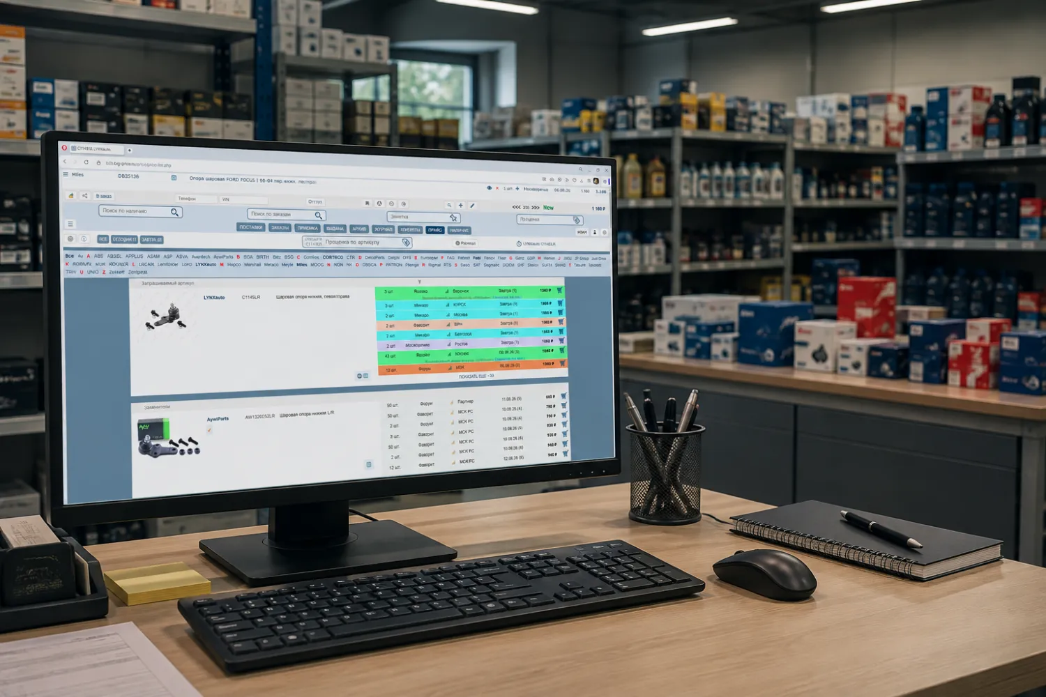 Интерфейс CRM BIG-Price для магазина автозапчастей